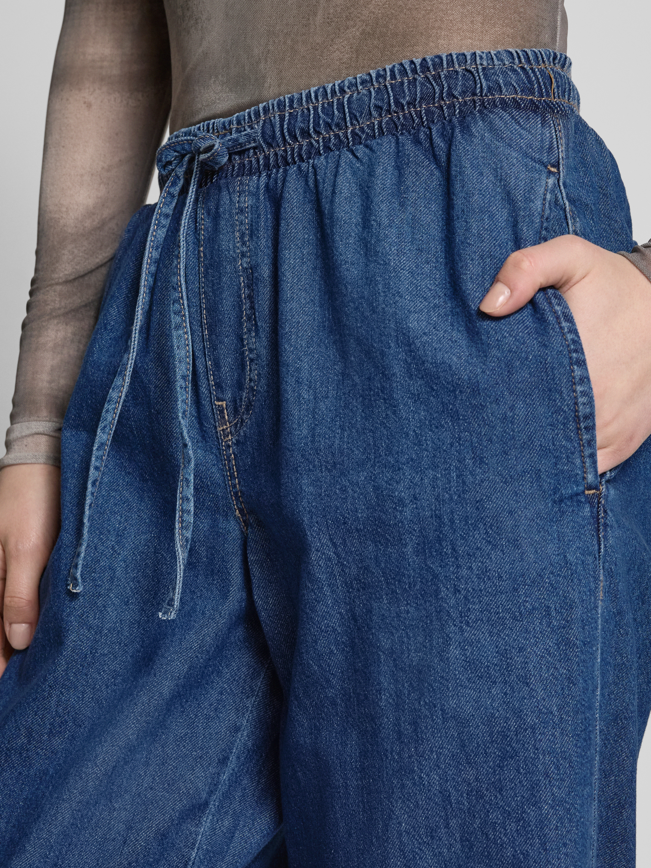 Pieces Wide leg jeans van zuiver katoen model 'TABI'