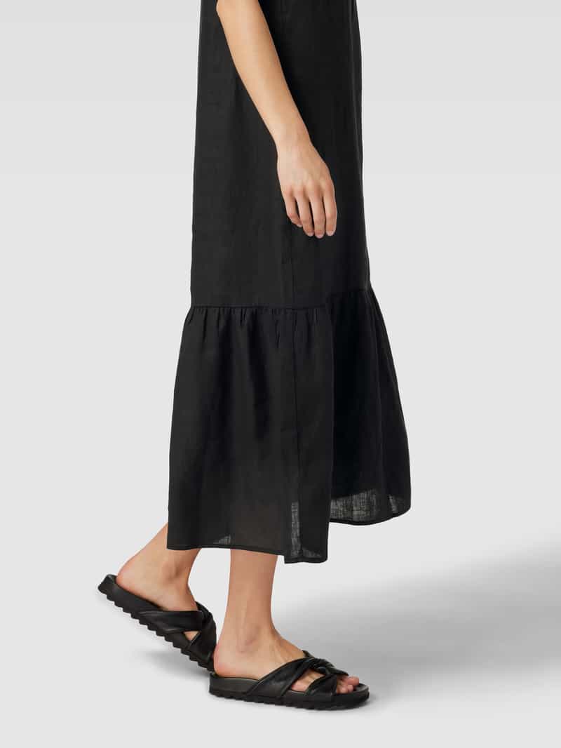 Opus Midi-jurk van linnen met ronde hals model 'Wesper'