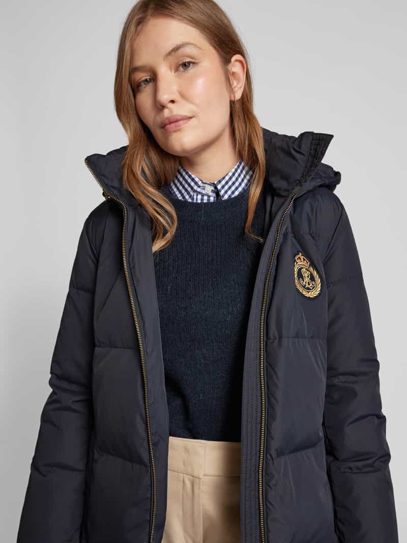 Lauren Ralph Lauren Gewatteerde lange jas met labelbadge