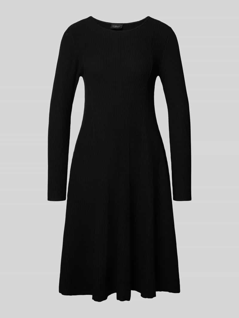 s.Oliver BLACK LABEL Shaped fit gebreide jurk van geribde viscosemix