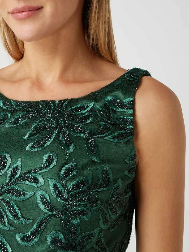Swing Cocktailjurk van mesh met bloemenborduursels