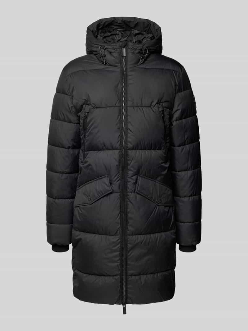 Tom Tailor Regular fit gewatteerde lange jas met capuchon