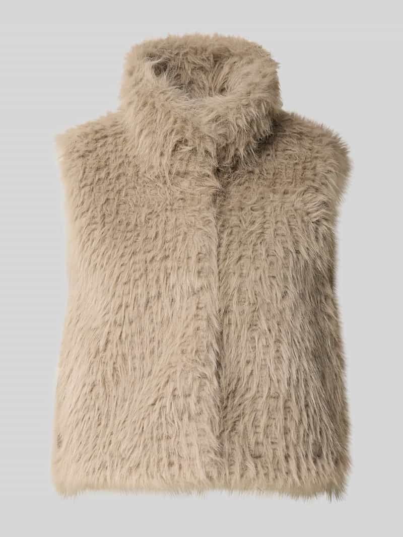 Amber & June Bodywarmer van imitatiebont met opstaande kraag