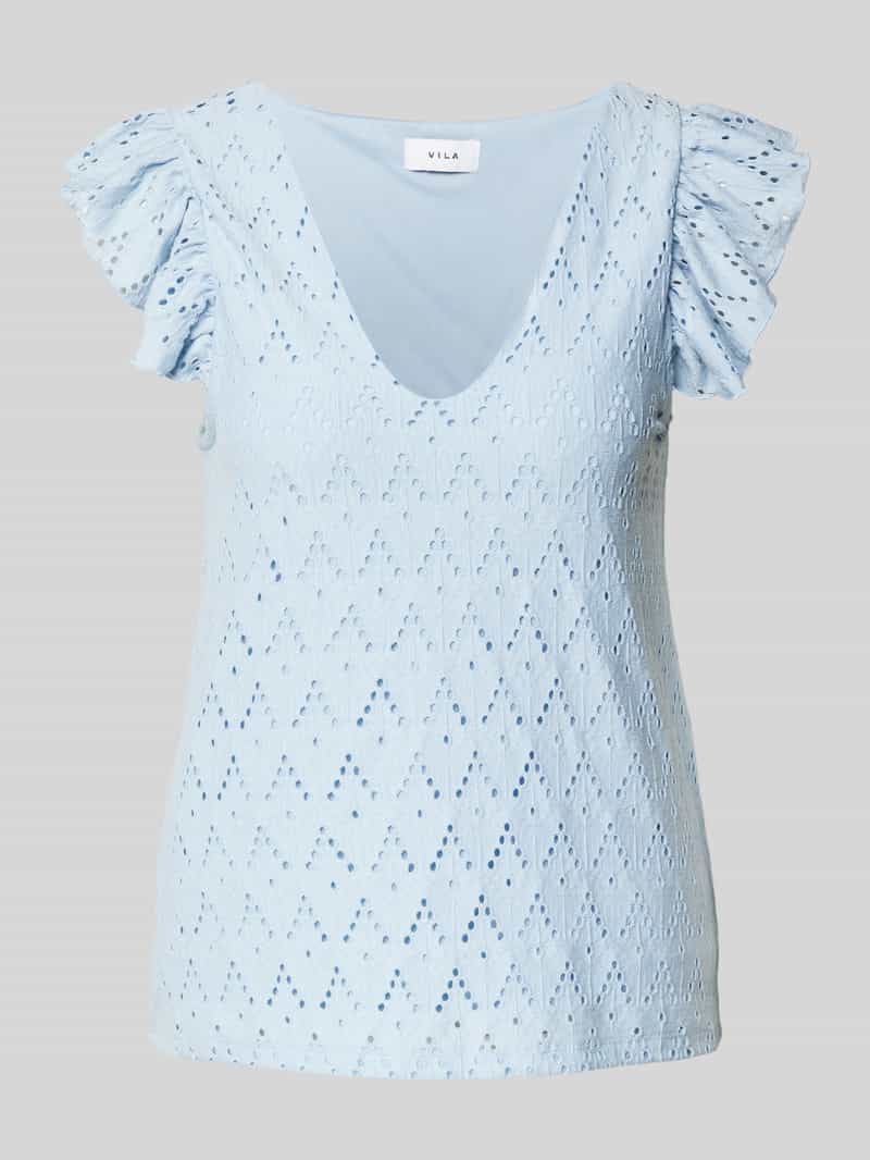 Vila Blousetop met broderie anglaise model 'AMALINA'