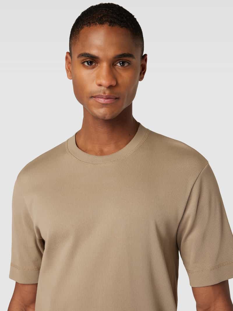 drykorn T-shirt met geribde ronde hals model 'Raphael'