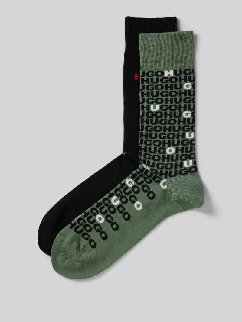 HUGO Sokken met labelstitching in een set van 2 paar
