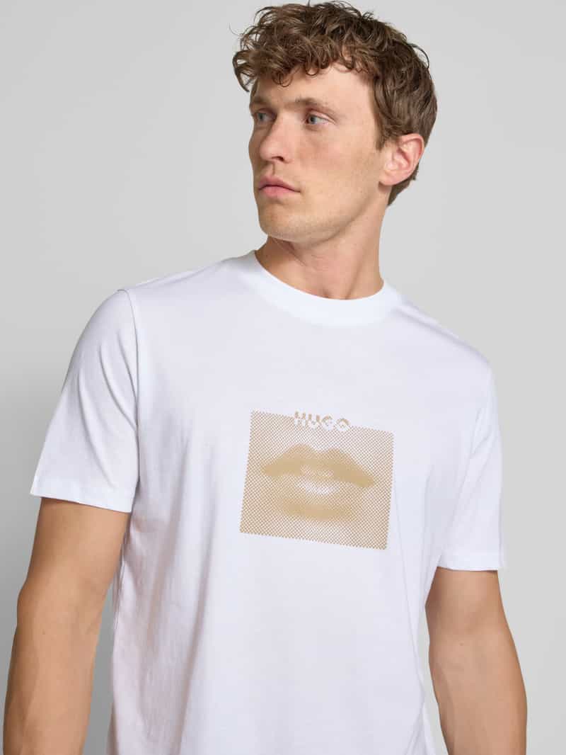 HUGO T-shirt met labelprint model 'Deterni'