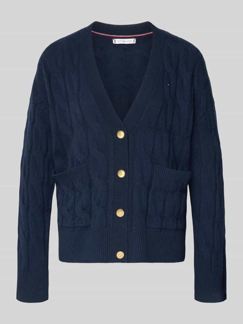 Tommy Hilfiger Vest SOFT WOOL CABLE CARDIGAN met kabelpatroon, van zuivere wol