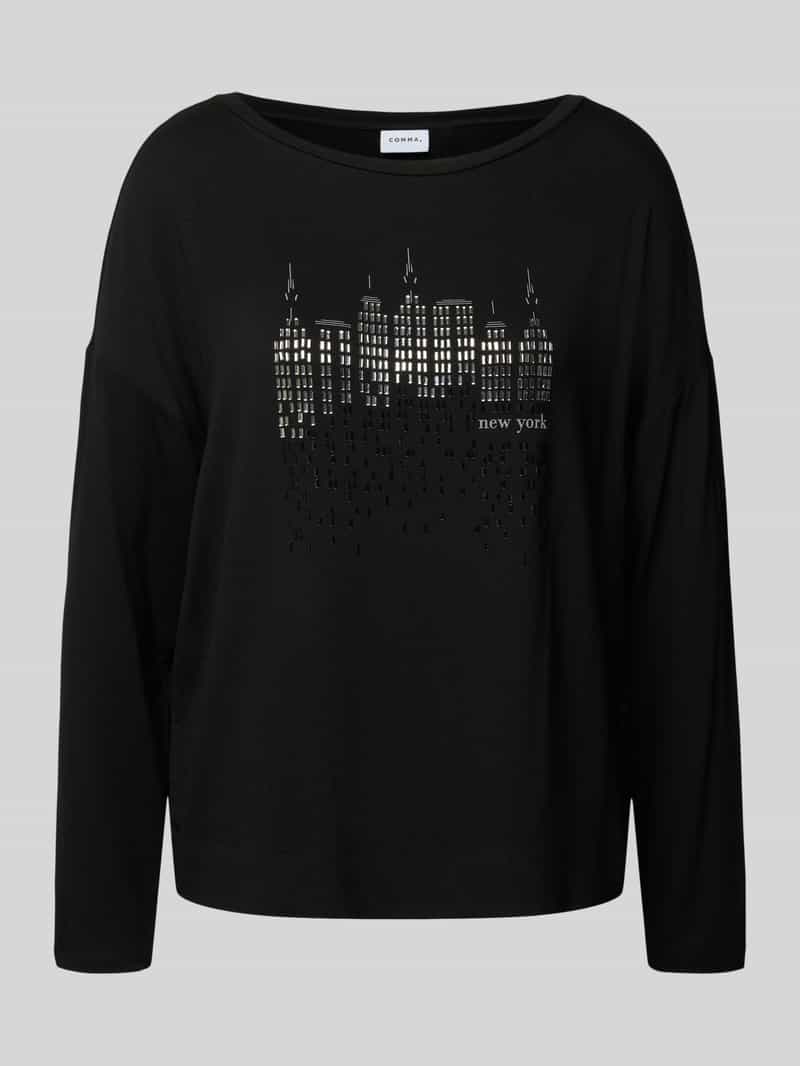 comma Oversized shirt met lange mouwen met labeldetail