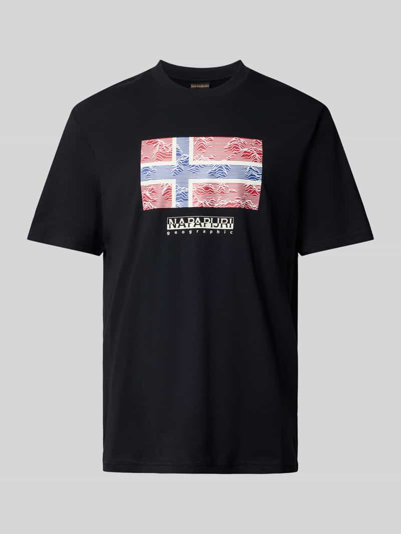 Napapijri T-shirt met labelprint model 'DRAPEAU'