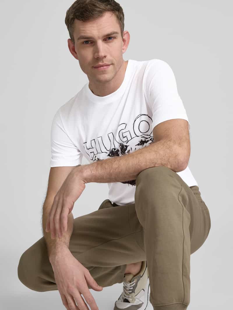 HUGO T-shirt met label- en motiefprint model 'Durro'