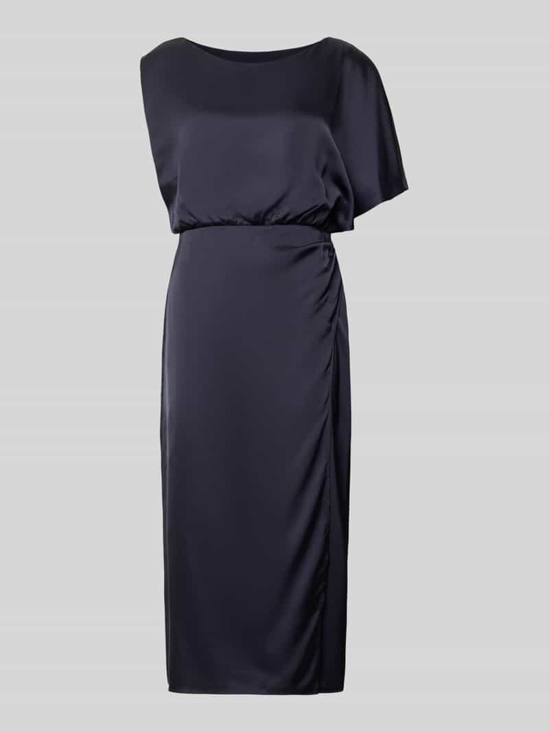 Comma Schitterende midi-jurk in one-shoulder look marineblauw, foto 6
