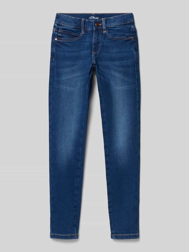 s.Oliver RED LABEL Slim fit jeans van katoenmix met contrastnaden model 'SURI'