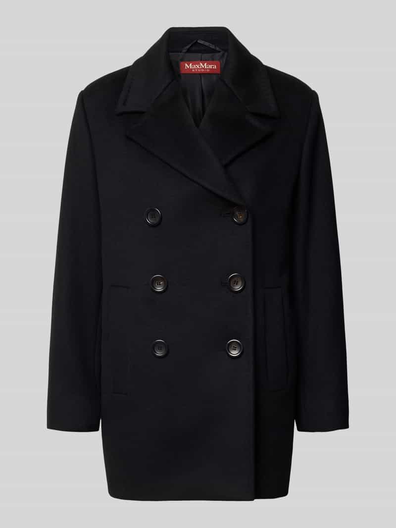 Max Mara Studio lange wollen jas met dubbele knoopsluiting model 'MAGENTA'