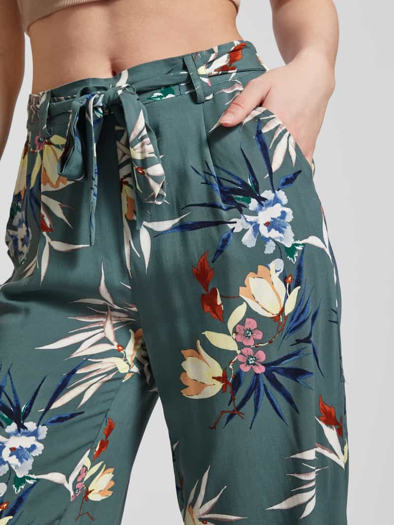 Only Wide leg stoffen broek met strikceintuur model 'NOVA LIFE CROP'