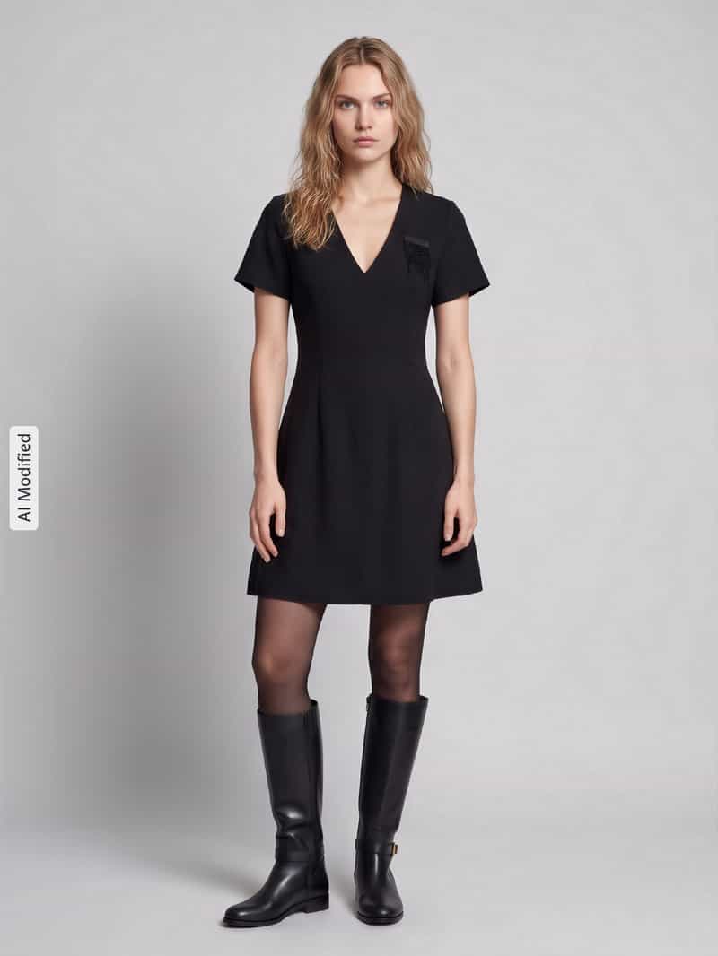 HUGO Kokerjurk met paillettendetail model 'Kimesa'