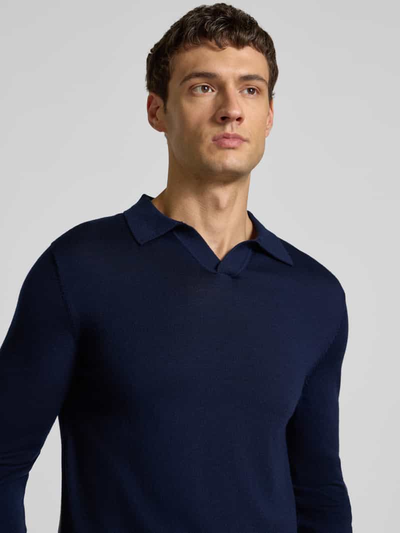 Selected Homme Regular fit poloshirt van zuivere wol model 'TRAY'