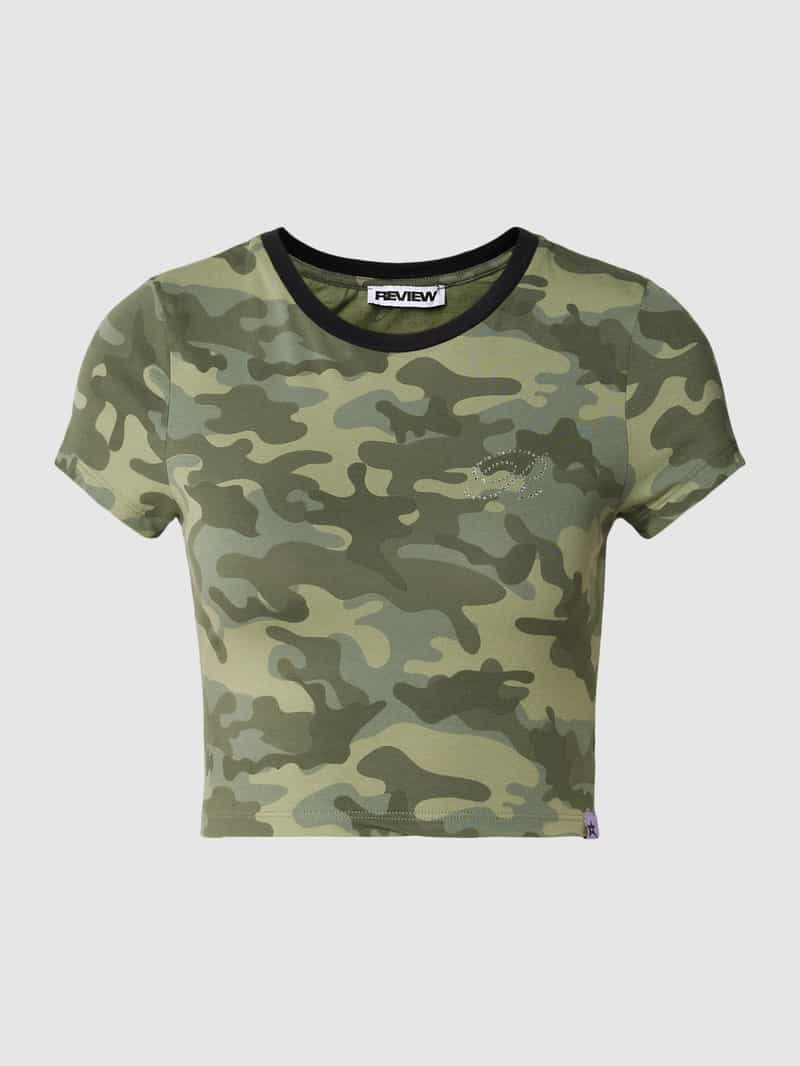 Review T-shirt met camouflagemotief