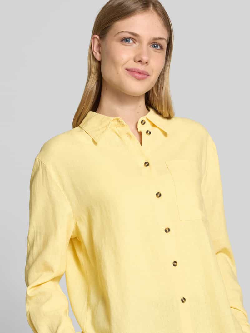 FREE QUENT Relaxed fit linnen blouse met borstzak model 'Lava'