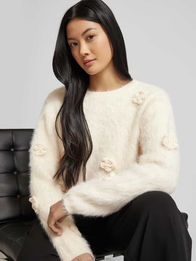 Zero Gebreide pullover van imitatiebont