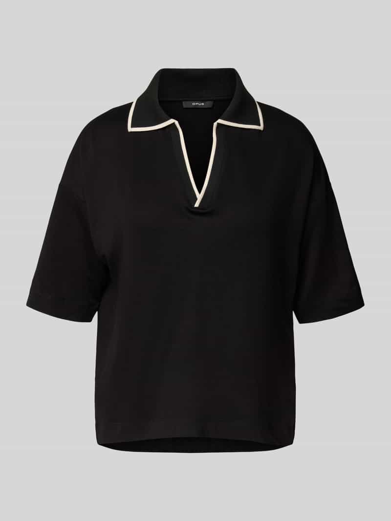 Opus T-shirt met platte kraag en V-hals model 'Soffice'