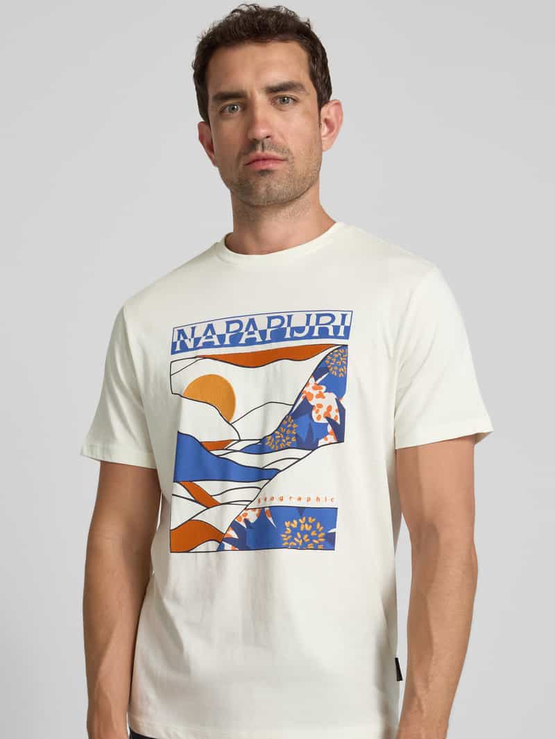Napapijri T-shirt met label- en motiefprint model 'VALDOR'