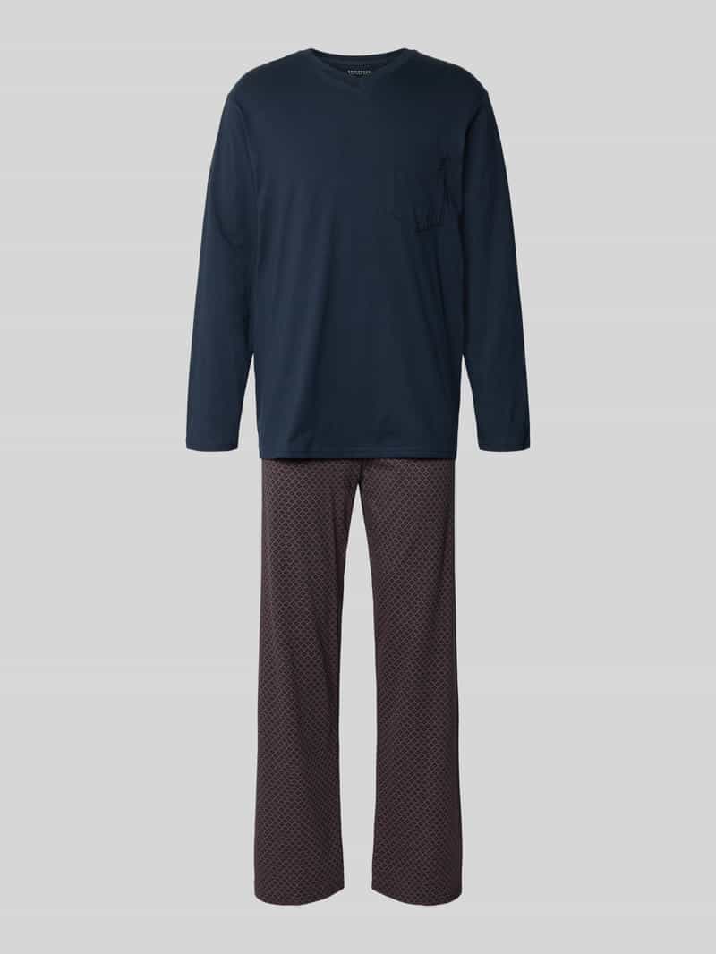 Schiesser Relaxed fit pyjama met borstzak model 'Comfort Essentials'