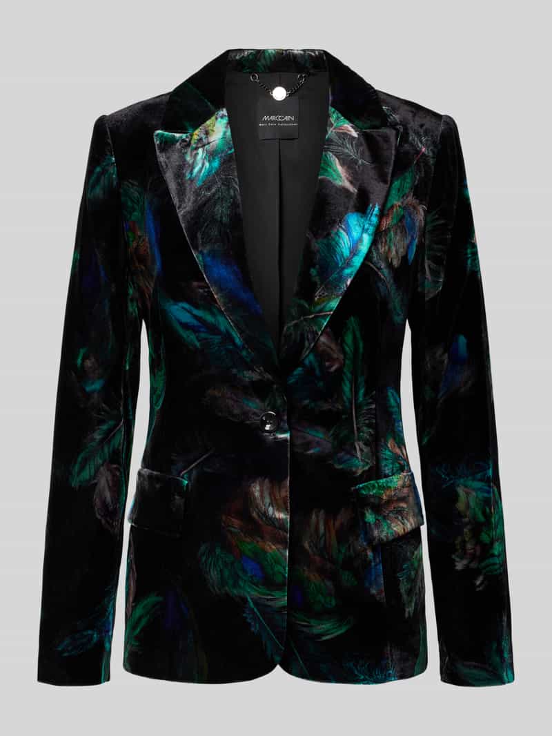 Marc Cain Slim fit blazer van wolmix met klepzakken