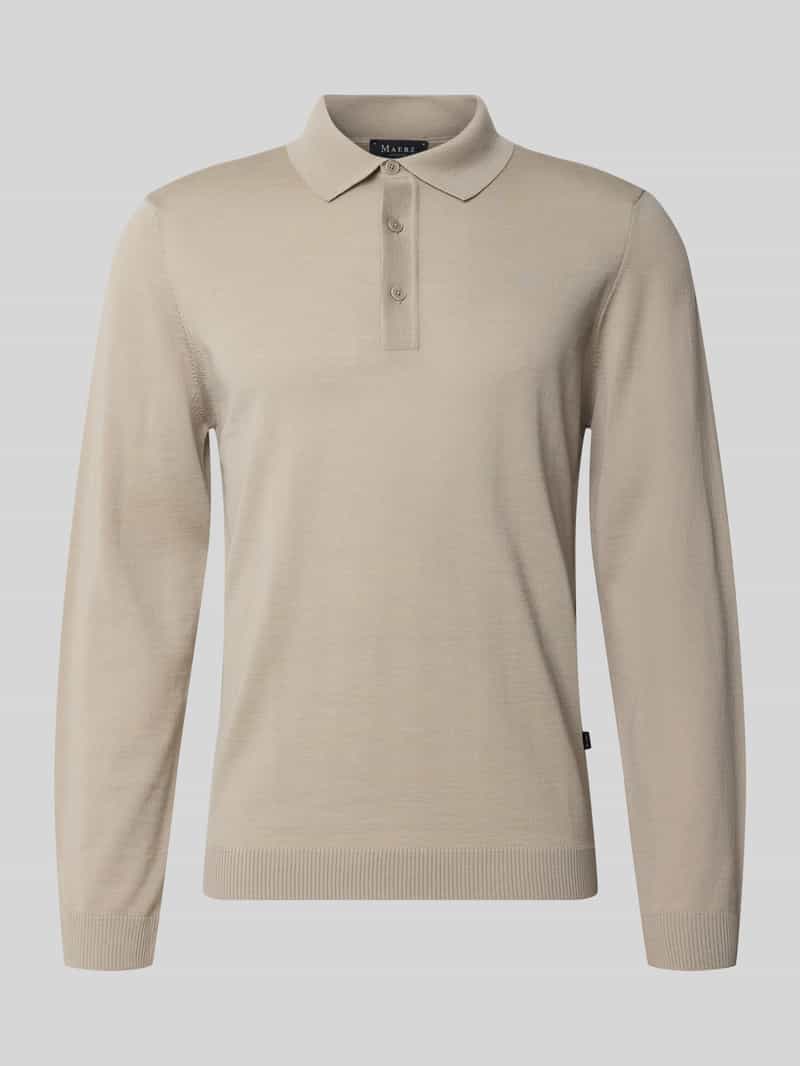 Regular fit gebreide pullover van zuivere scheerwol met polokraag