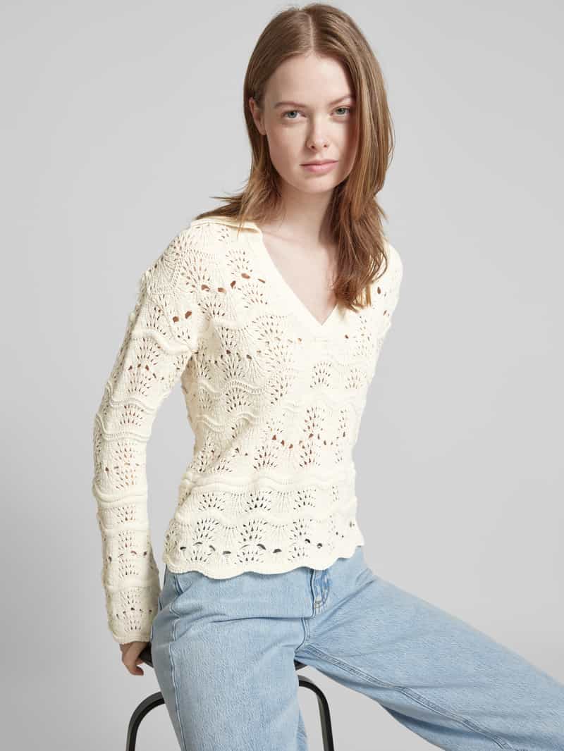 Boss Orange Gebreide pullover met geribde V-hals model 'Fyder'