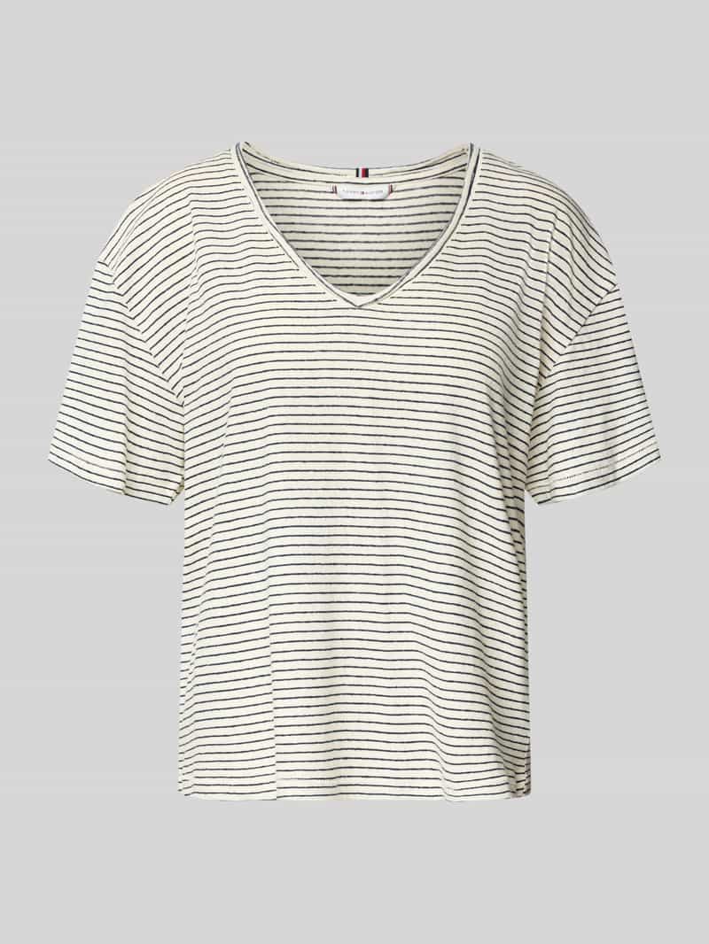 Tommy Hilfiger Relaxed fit T-shirt van een mix van linnen en katoen