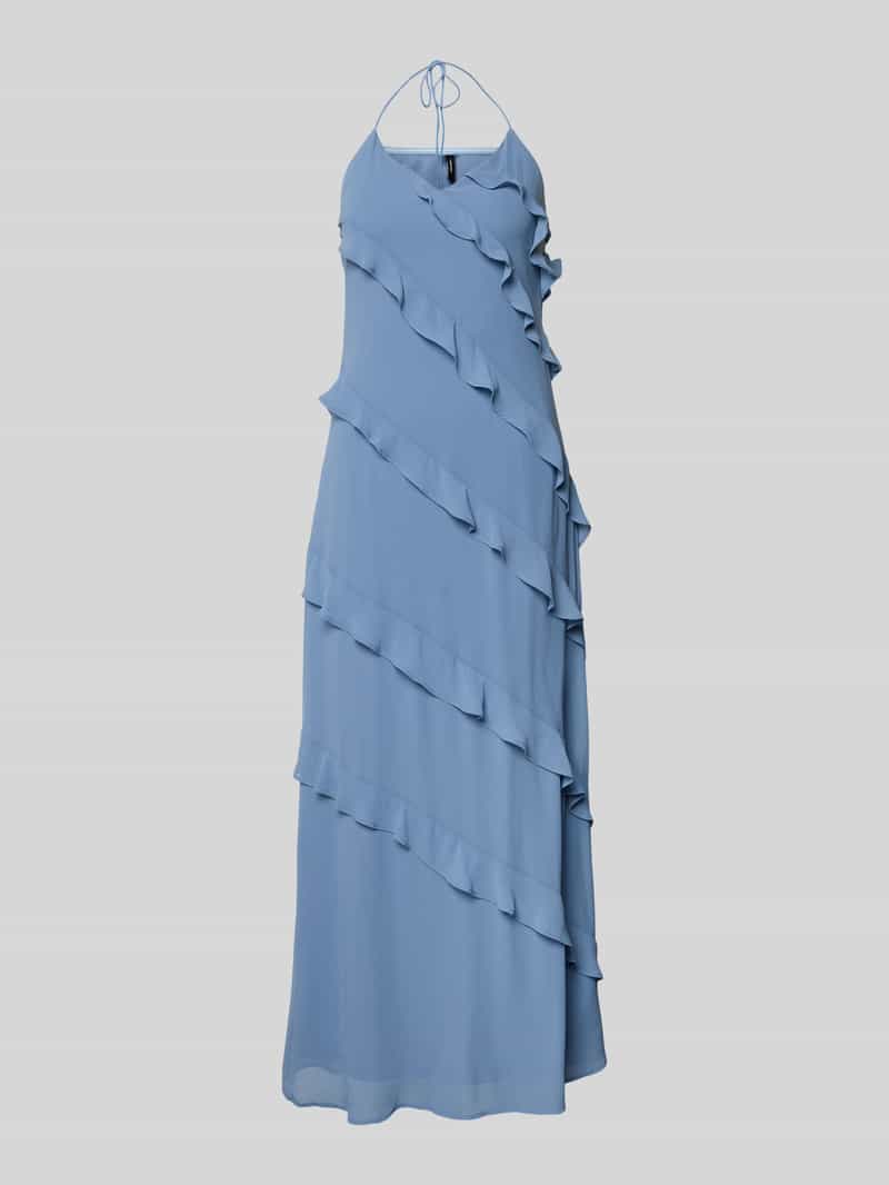 Vloeiende maxi-jurk met chiffon-ruches model 'MARJORIE'