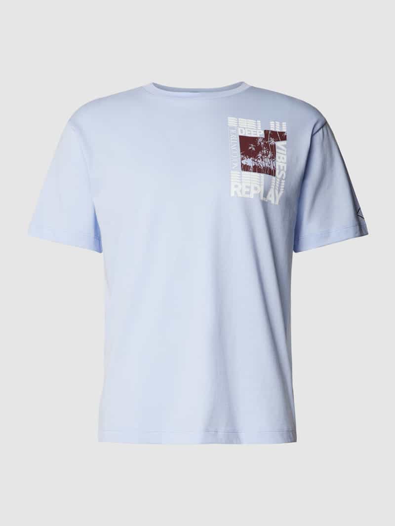 Replay T-shirt met motiefprint en ronde hals
