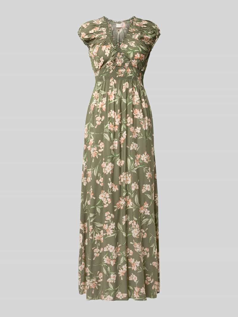 Apricot maxi-jurk van viscose met V-hals groen, foto 6