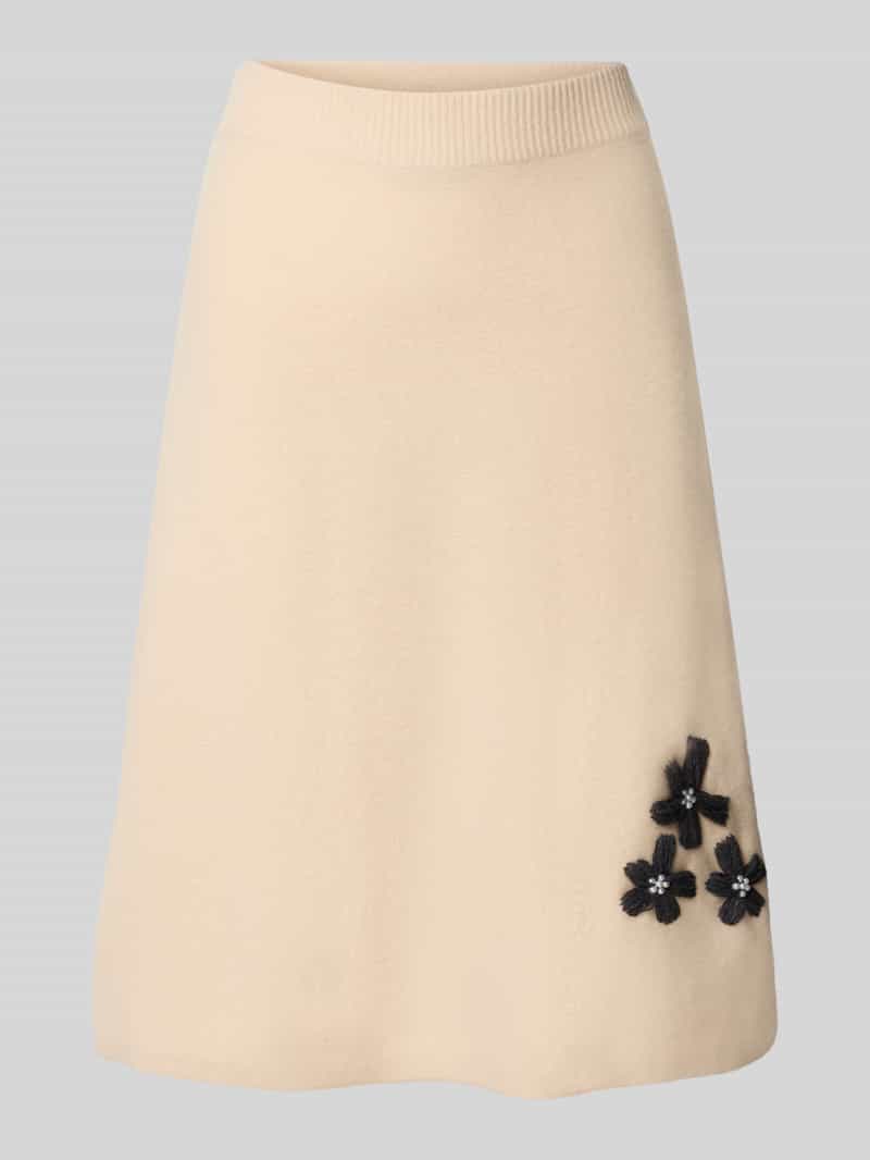 Christian Berg Woman Knie-lange gebreide rok met stitchings en parels