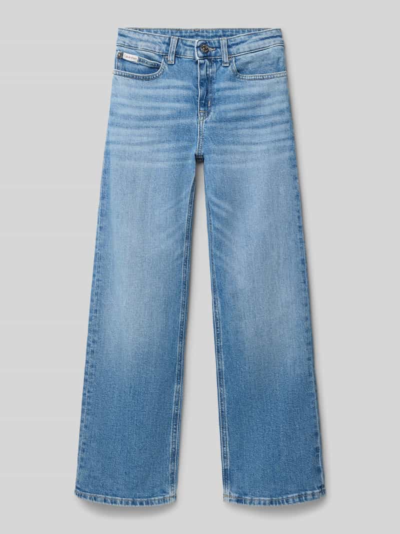 Calvin Klein Wijde jeans HR WIDE LEG AUTHENTIC BLUE DENIM voor kinderen tot 16 jaar, met wijde pijpen