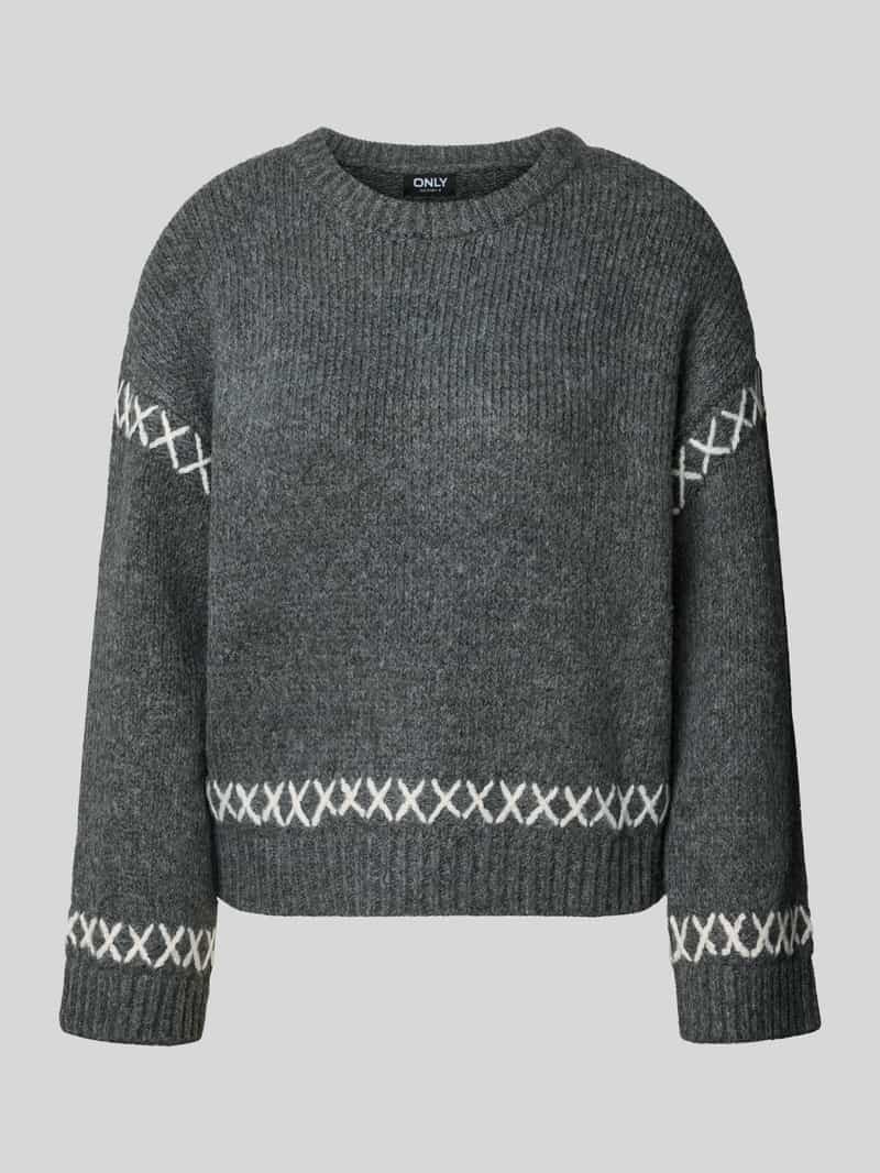 Only Comfort fit gebreide pullover met contrastdetails model 'AMANDA LIFE'