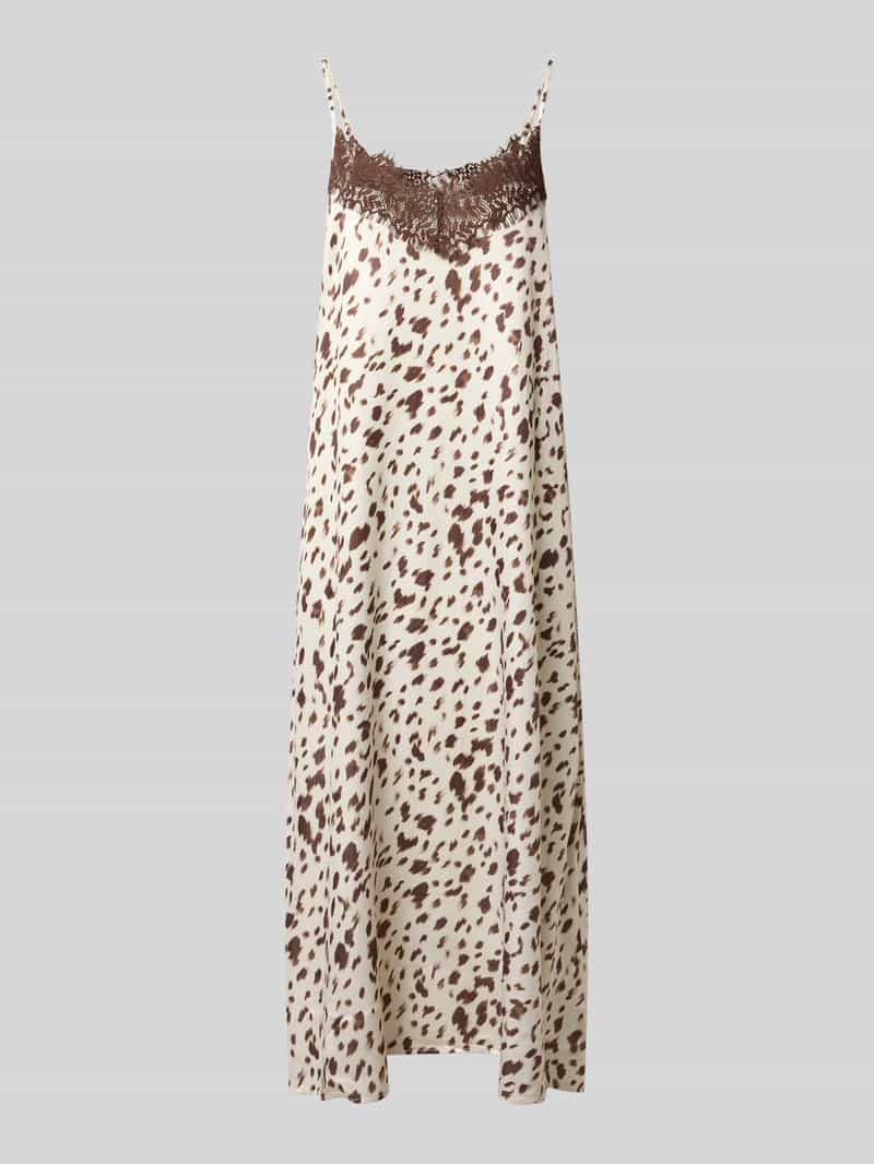 relaxed fit midi-jurk met kant