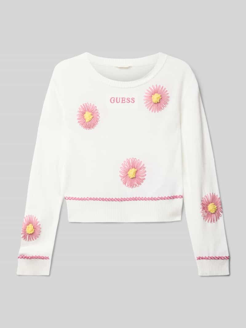 Guess Regular fit shirt met lange mouwen in gebreide look met gebloemde siergarnering