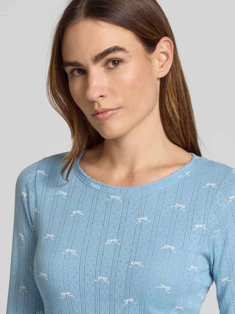 Jake*s Casual Pyjamabovendeel met ajourpatroon