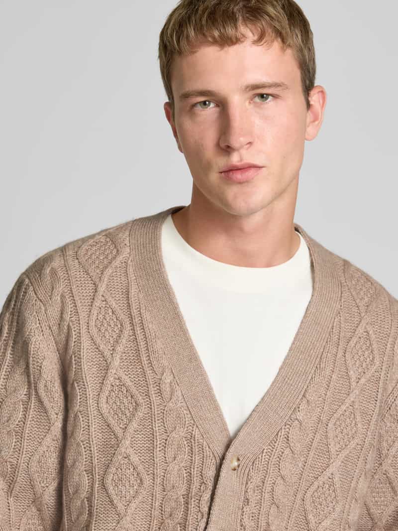 Levi's Gebreid jack met kabelpatroon model 'FUNGI HEATHER'