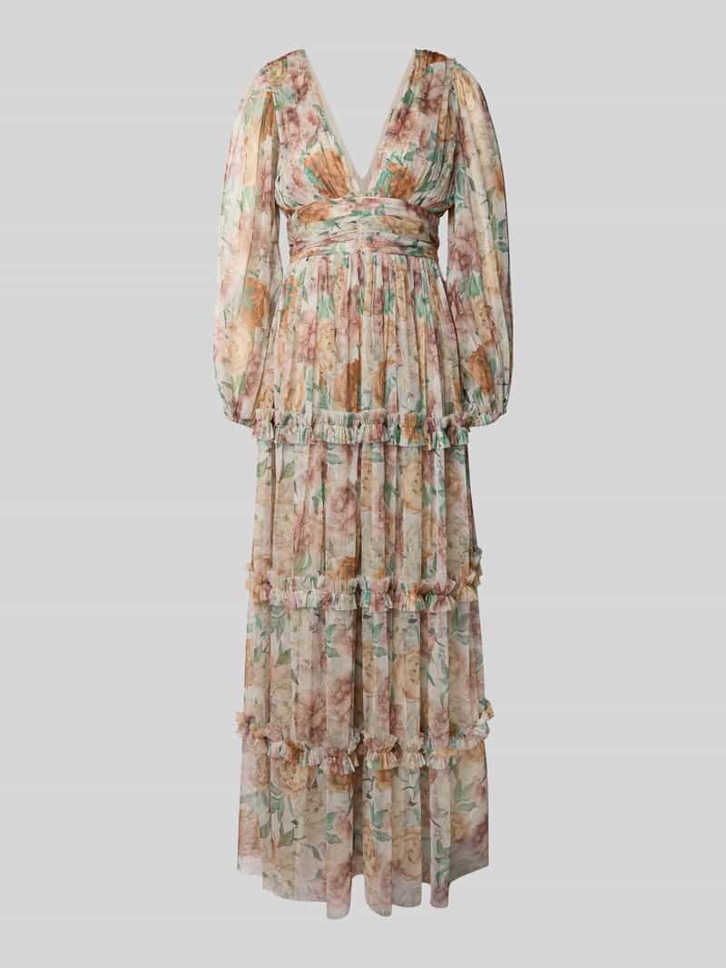 Lace & Beads Avondjurk in laagjeslook met V-hals