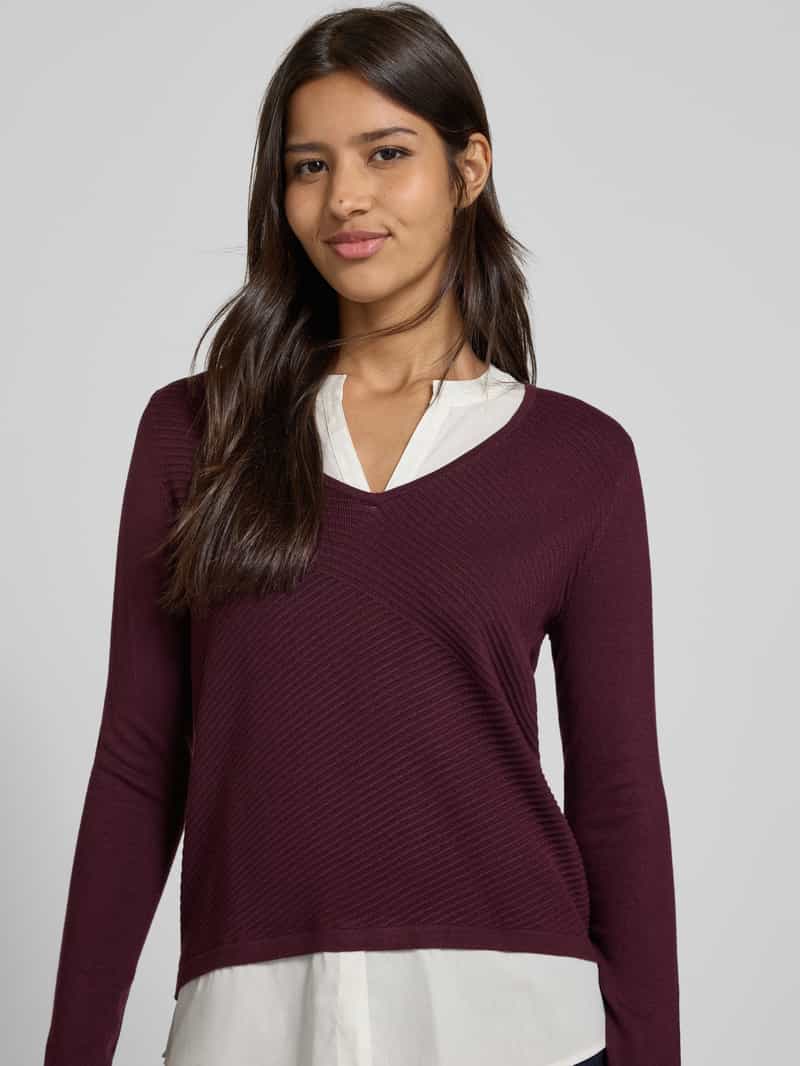 comma Gebreide pullover van viscosemix met V-hals