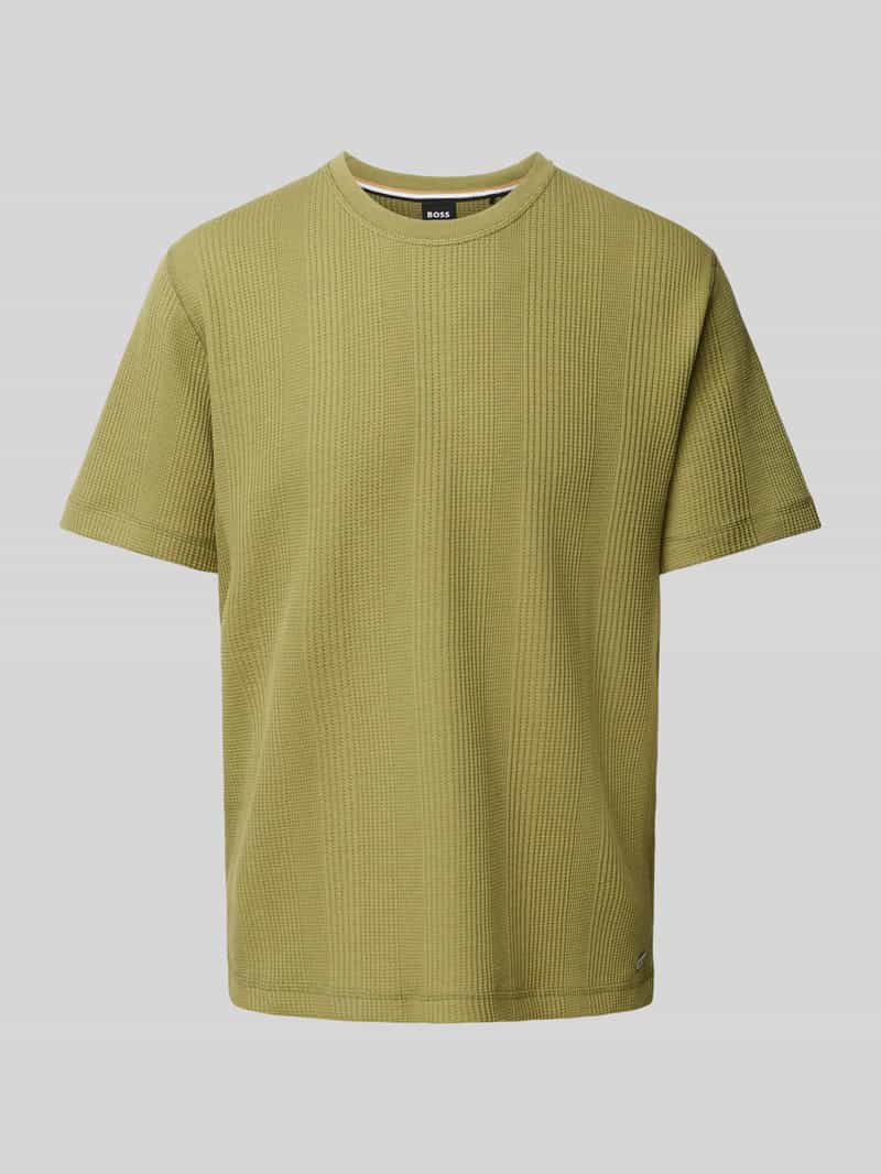 Boss T-shirt met geribde ronde hals