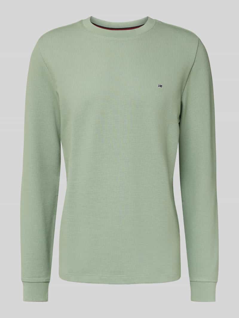 Christian Berg Men Shirt met lange mouwen structuurmotief en ronde hals