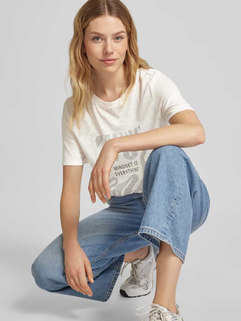 s.Oliver RED LABEL T-shirt met geribde ronde hals