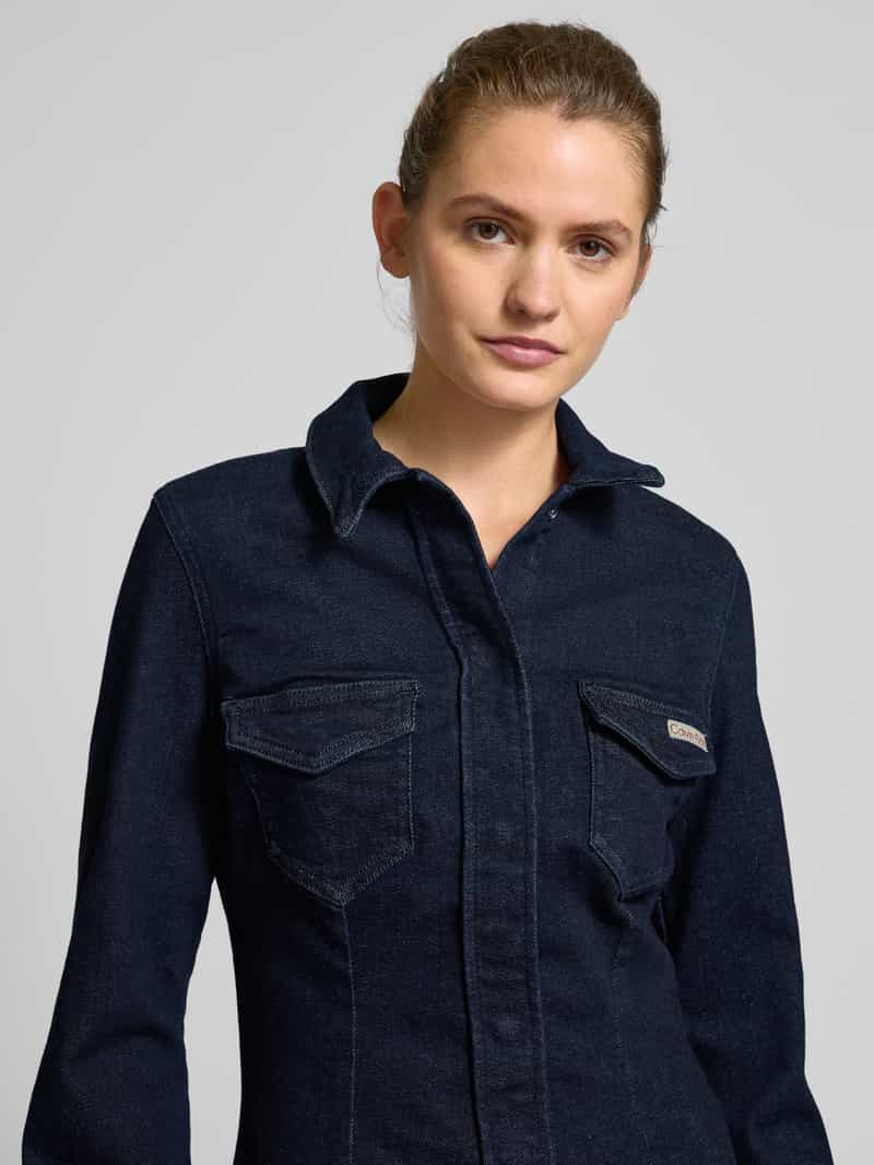 Calvin Klein Jeans Knielange jeansjurk met klepzakken
