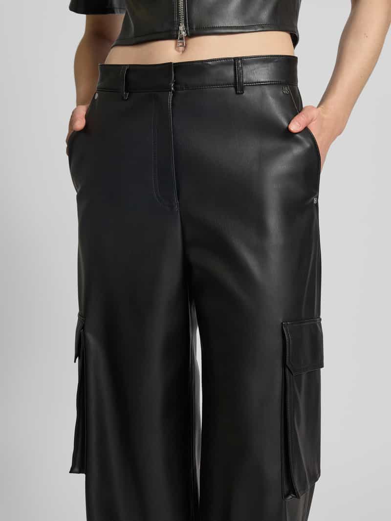 HUGO Wide leg broek in leerlook model 'Haleva'