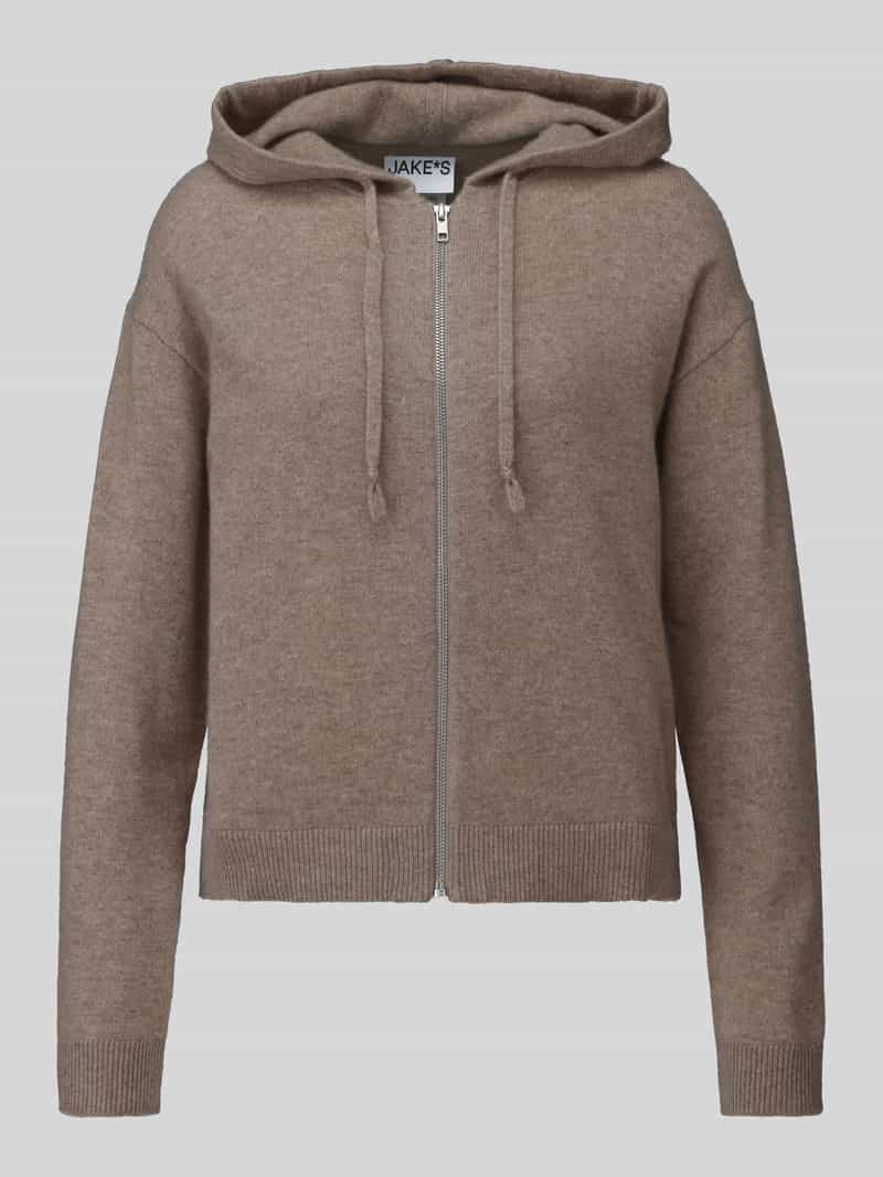 Jake*s Casual Regular fit gebreid jack van puur kasjmier