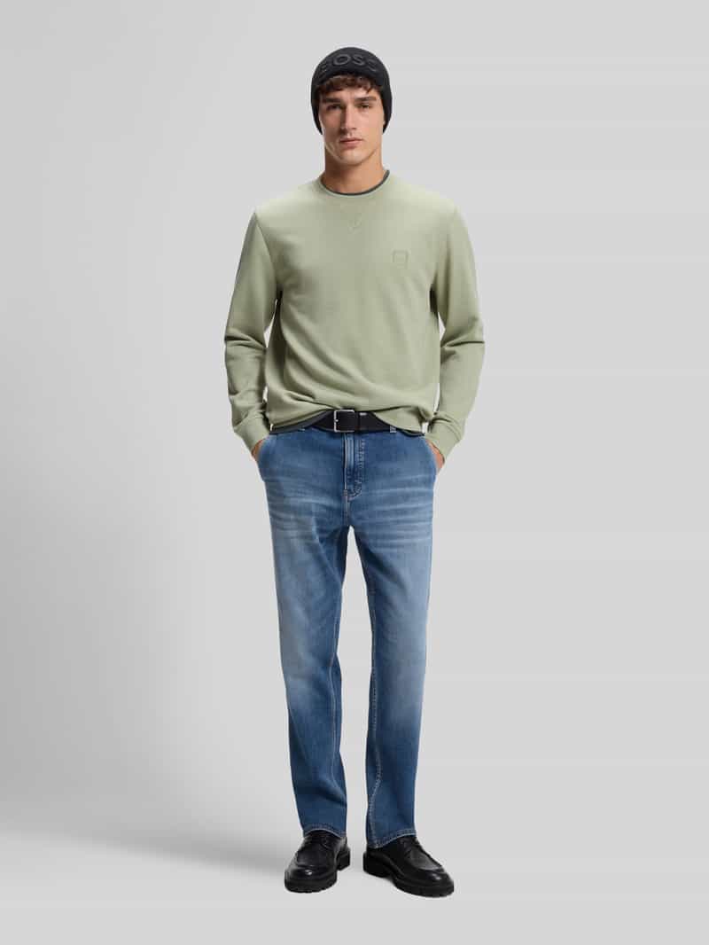Boss Regular fit sweatshirt van puur katoen model 'Westart' lindegroen, foto 5